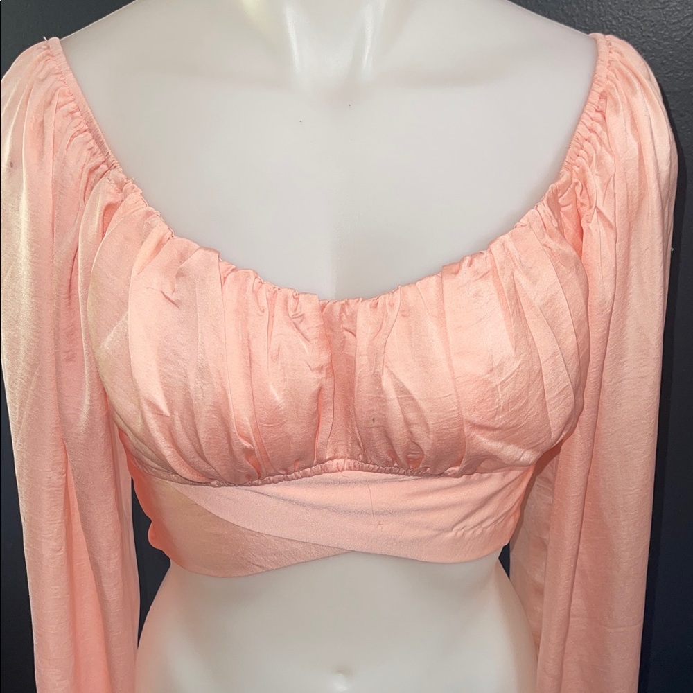 Windsor Peach Ruched Long Sleeve Blouse